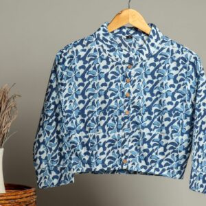 Handmade Block Print Cotton for Women ? Ethnic Floral Printed Top with Long Sleeves